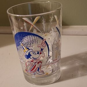 Disney Art Glass Tumbler Blue and Red